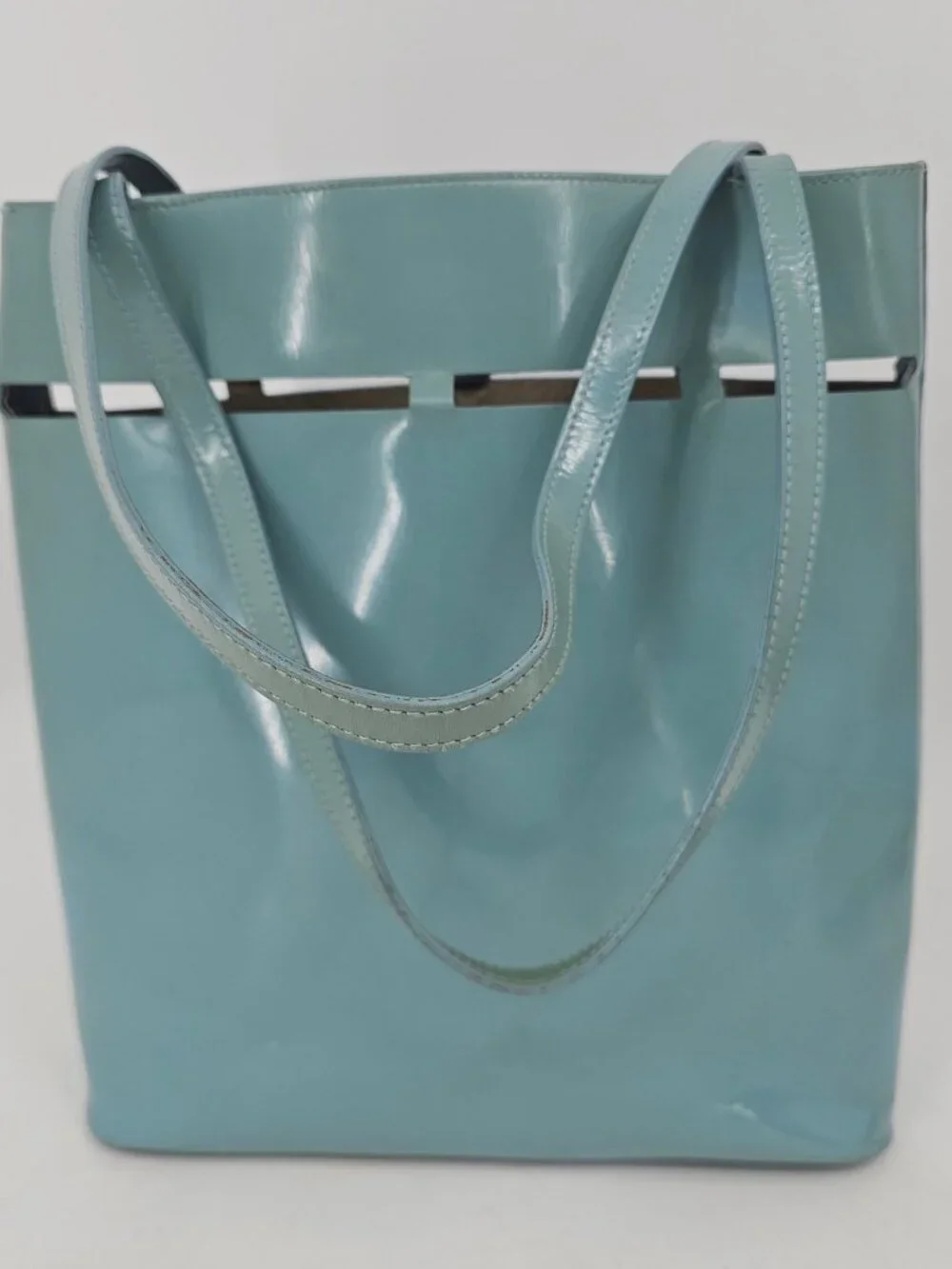 Rare Vintage Kate Spade Robinegg Blue Patent Leather Bucket Tote Bag Pastelcore